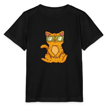 Chat Chat vacances lunettes de soleil été mer - T-shirt bio MINI CREATOR Stanley/Stella Enfant - noir - Devant - Mikhail (115cm)