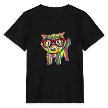 Chat Lunettes de vacances Chat coloré mer d’été - T-shirt bio MINI CREATOR Stanley/Stella Enfant - noir - Devant - Mikhail (115cm)