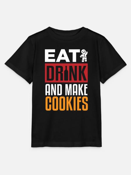 Mangez des boissons et faites des biscuits - T-shirt bio MINI CREATOR Stanley/Stella Enfant - noir