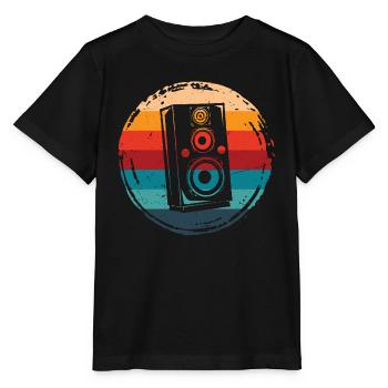 Haut-parleur Retro Grunge Circle - T-shirt bio MINI CREATOR Stanley/Stella Enfant - noir - Devant - Mikhail (115cm)