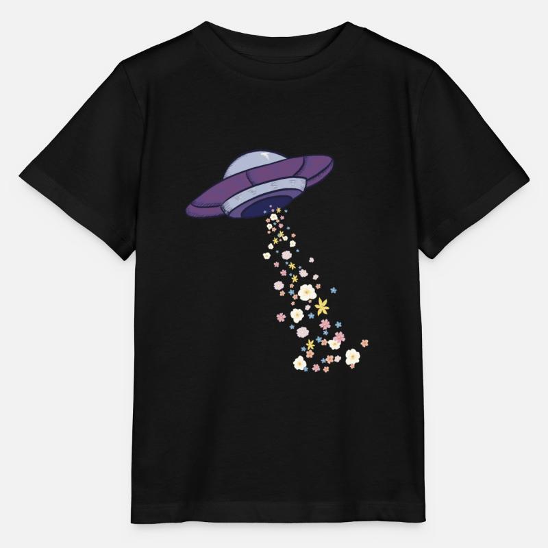 UFO et fleurs - T-shirt bio MINI CREATOR Stanley/Stella Enfant - noir