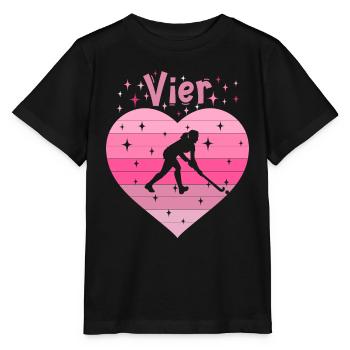 Hockeyspielerin 4. Geburtstag - Stanley/Stella Kinder T-Shirt MINI CREATOR  - Schwarz - Vorne - Mikhail (115cm)