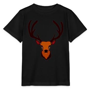 Hirschkopf im Herbst Hirsch Geweih Bock Reh Kitz - Stanley/Stella Kinder T-Shirt MINI CREATOR  - Schwarz - Vorne - Mikhail (115cm)