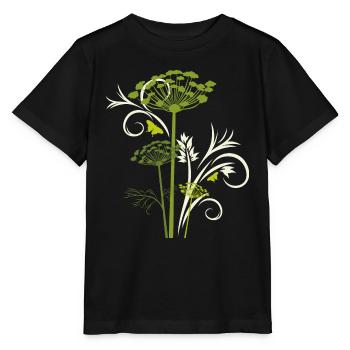 Silhouette of blooming fennel - Stanley/Stella MINI CREATOR Kids’ T-Shirt - black - Front - Mikhail (115cm)