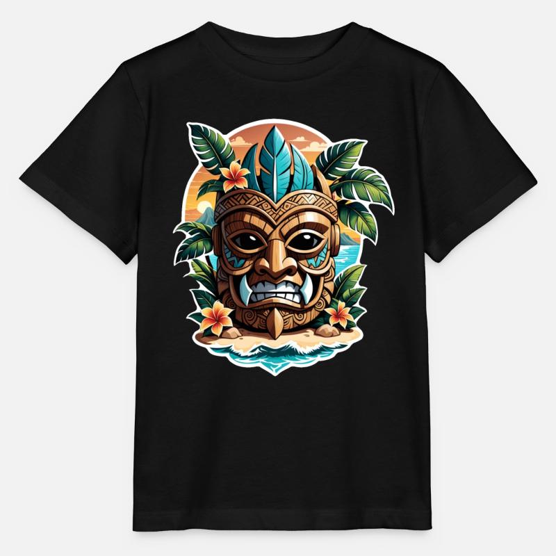 tiki beach - statue polynèsie - T-shirt bio MINI CREATOR Stanley/Stella Enfant - noir