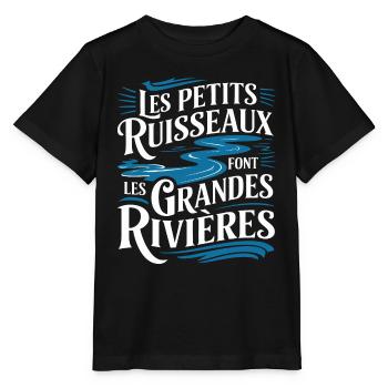 Les petits ruisseaux font les grandes rivières" - T-shirt bio MINI CREATOR Stanley/Stella Enfant - noir - Devant - Mikhail (115cm)