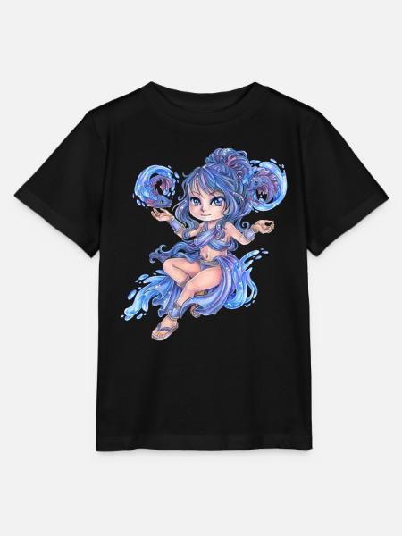Niedlicher Chibi Wasser Fee Elfe Nymphe Mangastil - Stanley/Stella Kinder T-Shirt MINI CREATOR  - Schwarz