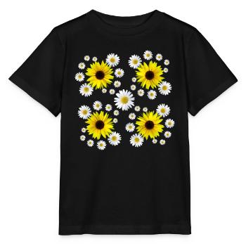 Marguerites, tournesols, fleur de marguerite florale - T-shirt bio MINI CREATOR Stanley/Stella Enfant - noir - Devant - Mikhail (115cm)
