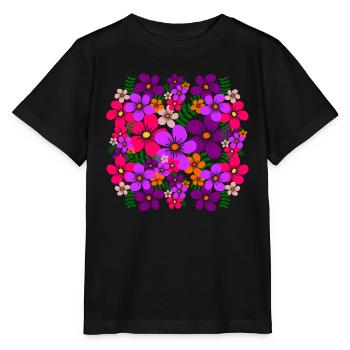 colorful floral pattern blossom floral floral flower - Stanley/Stella MINI CREATOR Kids’ T-Shirt - black - Front - Mikhail (115cm)