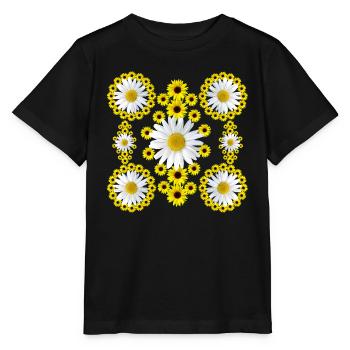 Fleurs, marguerites, tournesols, marguerites - T-shirt bio MINI CREATOR Stanley/Stella Enfant - noir - Devant - Mikhail (115cm)