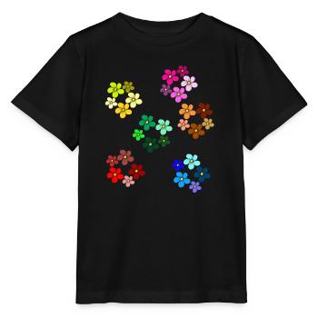 Blumenmuster blühende Blume floral Blumenranke - Stanley/Stella Kinder T-Shirt MINI CREATOR  - Schwarz - Vorne - Mikhail (115cm)