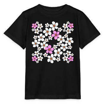 Blumenmuster Blume floral Blumenranke Blüte - Stanley/Stella Kinder T-Shirt MINI CREATOR  - Schwarz - Vorne - Mikhail (115cm)