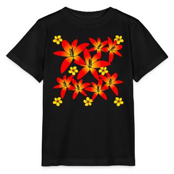 colorful floral pattern blossom floral floral flower - Stanley/Stella MINI CREATOR Kids’ T-Shirt - black - Front - Mikhail (115cm)