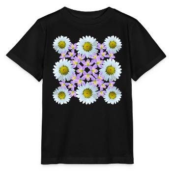 Blumenmuster Gänseblümchen Blume Blumenranke Blüte - Stanley/Stella Kinder T-Shirt MINI CREATOR  - Schwarz - Vorne - Mikhail (115cm)