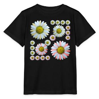 florales Blumenmuster Margeriten Blume Blumenranke - Stanley/Stella Kinder T-Shirt MINI CREATOR  - Schwarz - Vorne - Mikhail (115cm)