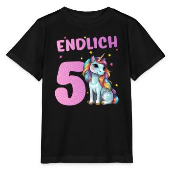 Einhorn 5 Endlich Jahre Alt Geburtstag - Stanley/Stella Kinder T-Shirt MINI CREATOR  - Schwarz - Vorne - Mikhail (115cm)