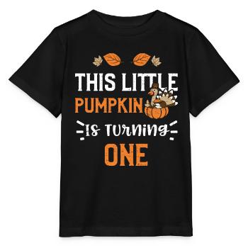 This Little Pumpkin Is Turning One - Stanley/Stella MINI CREATOR Kids’ T-Shirt - black - Front - Mikhail (115cm)