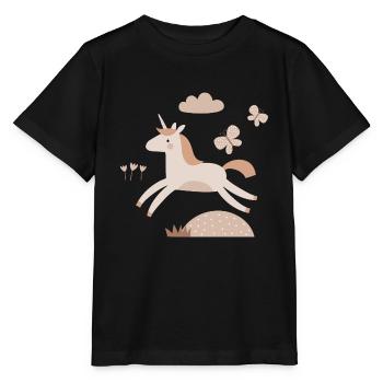 Licorne et papillons | Moderne et boho - T-shirt bio MINI CREATOR Stanley/Stella Enfant - noir - Devant - Mikhail (115cm)