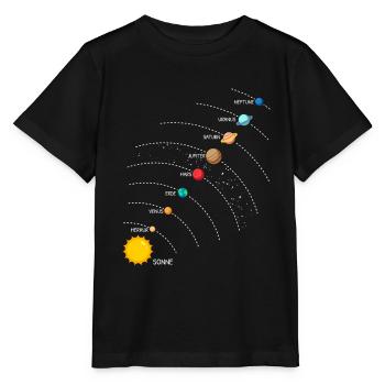 Planeten Galaxie Sonnensystem in Reihe - Stanley/Stella Kinder T-Shirt MINI CREATOR  - Schwarz - Vorne - Mikhail (115cm)