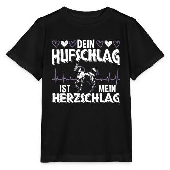 Pferd Dein Hufschlag ist mein Herzschlag Heartbeat - Stanley/Stella Kinder T-Shirt MINI CREATOR  - Schwarz - Vorne - Mikhail (115cm)