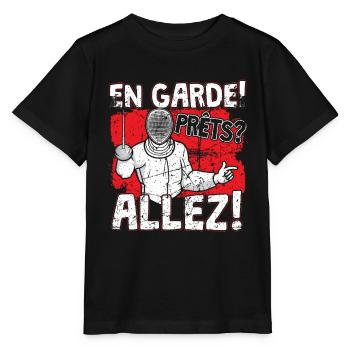 Fechten En Garde prets allez Fechter Degen Florett - Stanley/Stella Kinder T-Shirt MINI CREATOR  - Schwarz - Vorne - Mikhail (115cm)