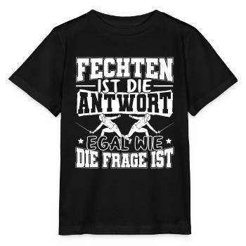Fechten ist die Antwort - Stanley/Stella Kinder T-Shirt MINI CREATOR  - Schwarz - Vorne - Mikhail (115cm)
