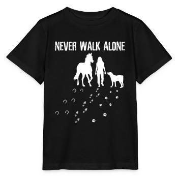 Never Walk Alone Hund Pferd Reiter Ausreiten - Stanley/Stella Kinder T-Shirt MINI CREATOR  - Schwarz - Vorne - Mikhail (115cm)