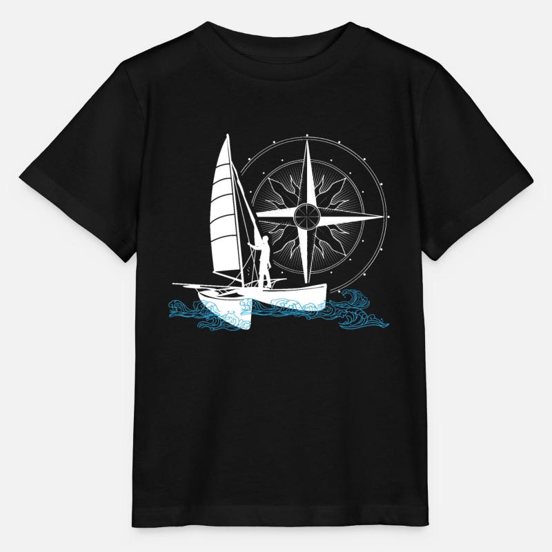 Catamaran voile double coque bateau deux coques - T-shirt bio MINI CREATOR Stanley/Stella Enfant - noir