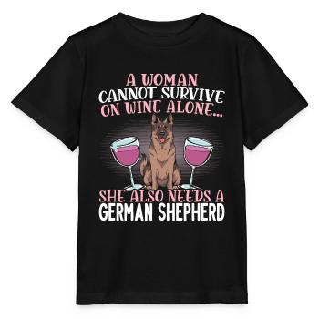 A Girl And Her German Shepherd - Stanley/Stella MINI CREATOR Kids’ T-Shirt - black - Front - Mikhail (115cm)