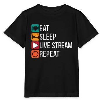 Eat Sleep Live Stream Repeat Online Streaming - T-shirt bio MINI CREATOR Stanley/Stella Enfant - noir - Devant - Mikhail (115cm)