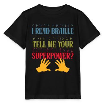 Je peux lire le braille Déficience visuelle - T-shirt bio MINI CREATOR Stanley/Stella Enfant - noir - Devant - Mikhail (115cm)