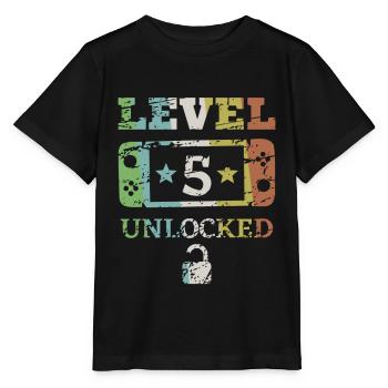 5th Birthday 5 Year Level 5 Birthday Gift - Stanley/Stella MINI CREATOR Kids’ T-Shirt - black - Front - Mikhail (115cm)