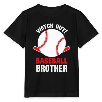 Watch Out! Baseball Brother - Stanley/Stella Kinder T-Shirt MINI CREATOR  - Schwarz - Vorne - Mikhail (115cm)