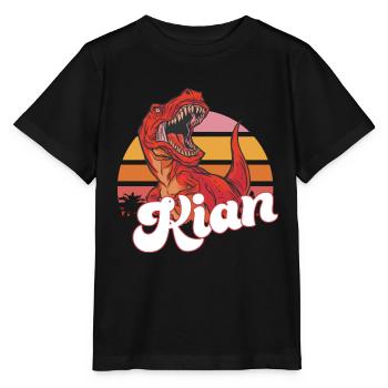 KIAN - Beautiful boy name with T-REX Dino - Stanley/Stella MINI CREATOR Kids’ T-Shirt - black - Front - Mikhail (115cm)