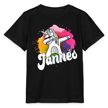 JANNES - Beau nom de garçon avec licorne cool - T-shirt bio MINI CREATOR Stanley/Stella Enfant - noir - Devant - Mikhail (115cm)