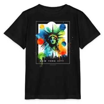 Pulsierende NYC Liberty - Stanley/Stella Kinder T-Shirt MINI CREATOR  - Schwarz - Vorne - Mikhail (115cm)