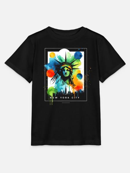 Pulsierende NYC Liberty - Stanley/Stella Kinder T-Shirt MINI CREATOR  - Schwarz