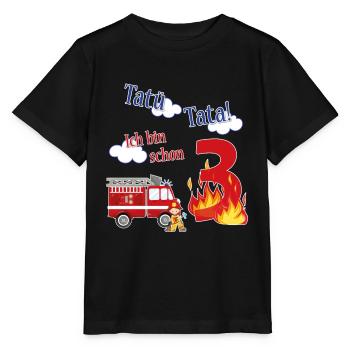 Tatü Tata! Ich bin schon 3 - Feuerwehr Geburtstag - Stanley/Stella Kinder T-Shirt MINI CREATOR  - Schwarz - Vorne - Mikhail (115cm)