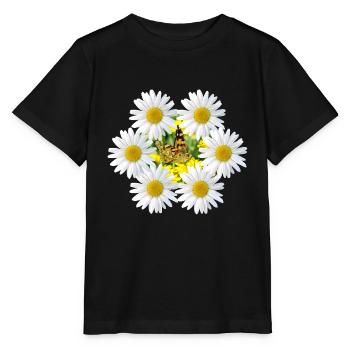 Blumenranke mit Schmetterling, Margeriten Blume - Stanley/Stella Kinder T-Shirt MINI CREATOR  - Schwarz - Vorne - Mikhail (115cm)