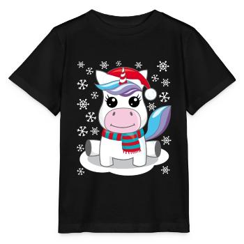 Unicorn Christmas gift Christmas present - Stanley/Stella MINI CREATOR Kids’ T-Shirt - black - Front - Mikhail (115cm)