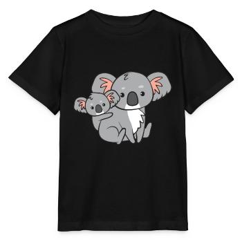 Koala - Mommy with child on back - Stanley/Stella MINI CREATOR Kids’ T-Shirt - black - Front - Mikhail (115cm)