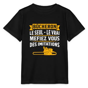 cadeau bûcheron t-shirt bucheron - T-shirt bio MINI CREATOR Stanley/Stella Enfant - noir - Devant - Mikhail (115cm)