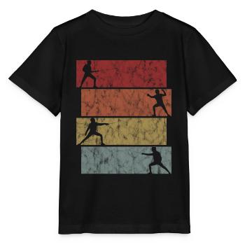 Degen Fechten Fechterin Fechter Florett Schwert - Stanley/Stella Kinder T-Shirt MINI CREATOR  - Schwarz - Vorne - Mikhail (115cm)
