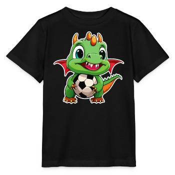 02 Baby Drache mit Fussball Kinderbild lustig - Stanley/Stella Kinder T-Shirt MINI CREATOR  - Schwarz - Vorne - Mikhail (115cm)