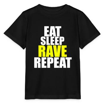 Rave Raver Techno Eat Sleep Rave Repeat - T-shirt bio MINI CREATOR Stanley/Stella Enfant - noir - Devant - Mikhail (115cm)