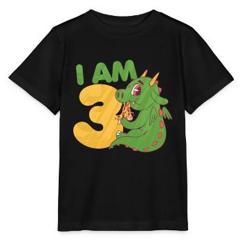Dino Pizza Je Suis 3 Enfants Anniversaire - T-shirt bio MINI CREATOR Stanley/Stella Enfant - noir - Devant - Mikhail (115cm)