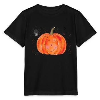 Citrouille Citrouille Araignée d’Halloween - T-shirt bio MINI CREATOR Stanley/Stella Enfant - noir - Devant - Mikhail (115cm)
