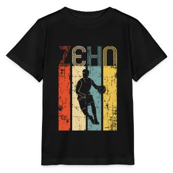 Basket 10ème anniversaire basketteur - T-shirt bio MINI CREATOR Stanley/Stella Enfant - noir - Devant - Mikhail (115cm)