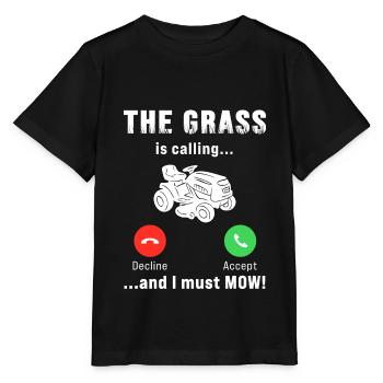 Lawn tractor Ride-on lawn mower The lawn calls - Stanley/Stella MINI CREATOR Kids’ T-Shirt - black - Front - Mikhail (115cm)