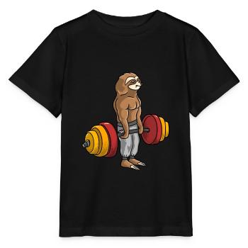 Kreuzheben-Trägheit - lustiges Eignungs-Bodybuilding-Tier - Stanley/Stella Kinder T-Shirt MINI CREATOR  - Schwarz - Vorne - Mikhail (115cm)